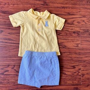 Baby Essentials Yellow Blue Collar Polo Easter Shorts Set Size 18 Months
